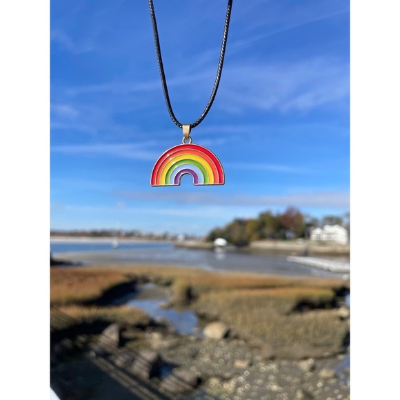 Rainbow necklace on adjustable wax rope (reversible to gold colored metal) - Picture 5 of 12